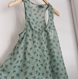 Fire LA Bird print‎ green top